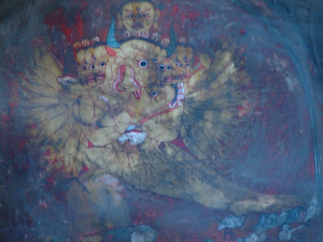 Wall paintings at Tsaparang temple. Western Tibet.